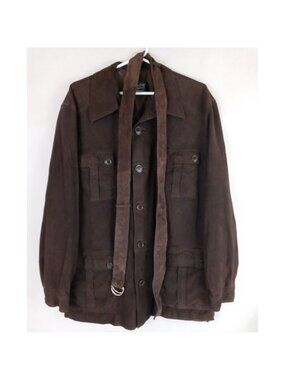 Bernini Platinum Women's Soft Brown 100% Genuine Leather Coat With Belt Large